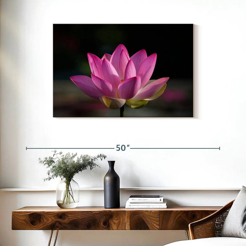 Harnek précieuse fleur de lotus rose, H 24 po x l 36 po