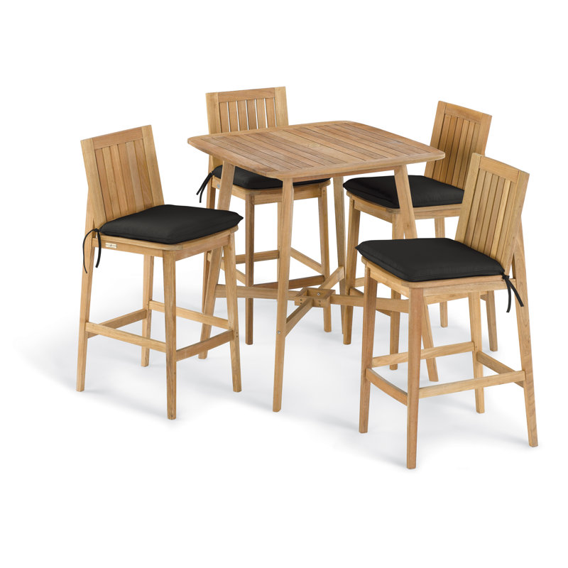 Ensemble repas 5 pièces Amandari avec coussins Sunb, Toile noire