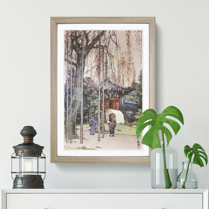 Cherry Tree in Kawagoe by Hiroshi Yoshida - Framed Print, 48cm H x 36cm W x 2cm D, Oak Framed