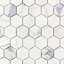 Hexagon Marble Mosaic Tile in White/Grey
