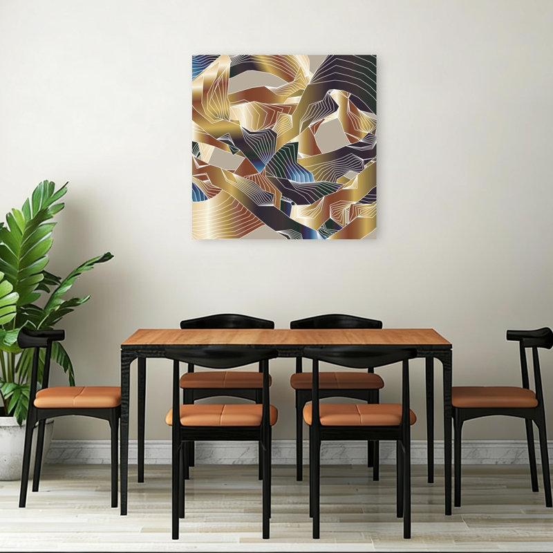 «Golden Abstract Landscape Abstract Contemporary Elegant Landscape Nature», reproduction d'art murale, 36" H x 36" W