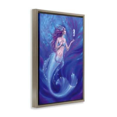 Cadre flottant Jewel Bedecked Mermaid & Seahorse, design par Rachel Anderson