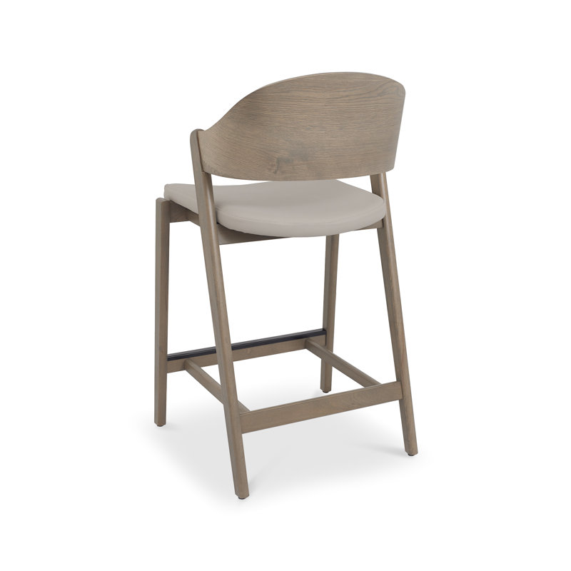 Upholstered Counter Stool with Solid Wood Frame, Grey, Grey