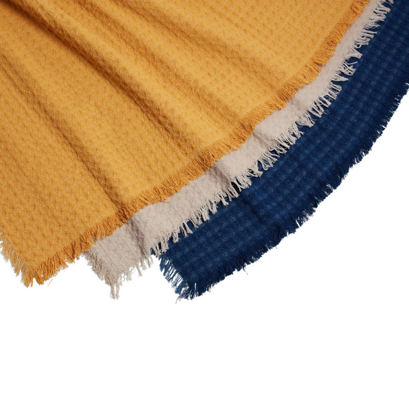 Jeté 100% coton Agra, Jaune