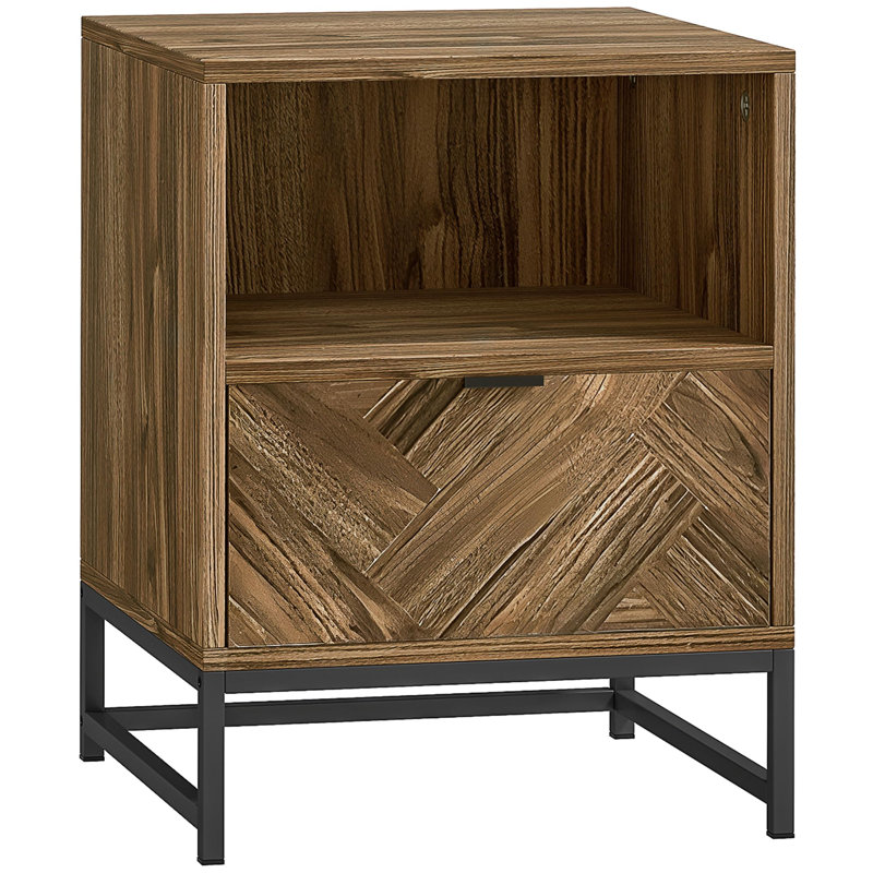 40cm W Manufactured Wood Bedside Table, Brown