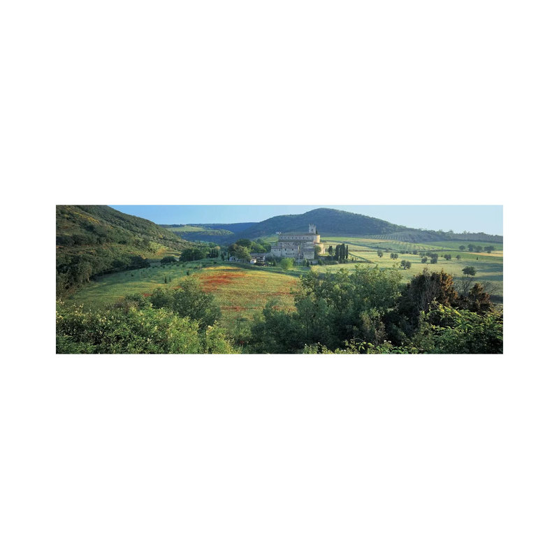High Angle View Of A Church, Abbazia Di Sant'antimo, Tuscany, Italy - Wrapped Canvas Panoramic Print
