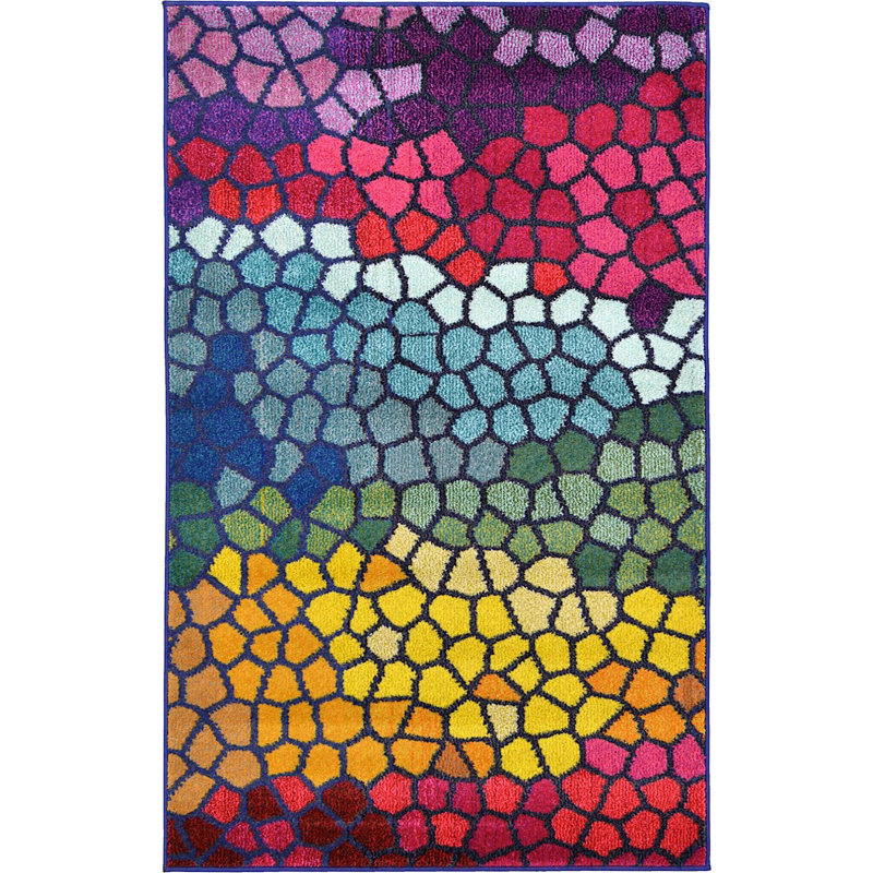 Tapis rose / jaune / bleu Jesusa, Rectangle 3 pi 3 po x 5 pi 3 po