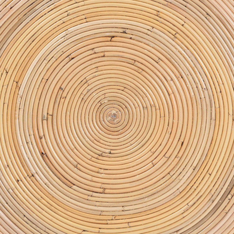 Bali & Pari Tokyo Laminated Natural Rattan Coffee Table – Handcrafted Bowl-Shaped Center Table, Natural Wood
