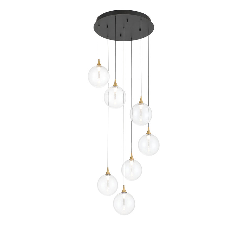 Iissa 7L 21" Chandelier, Gold Clear