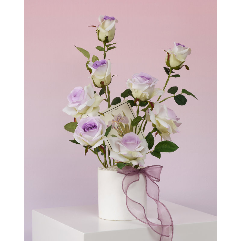 Fleurs roses artificielles 17 po - (ensemble de 20), Mauve