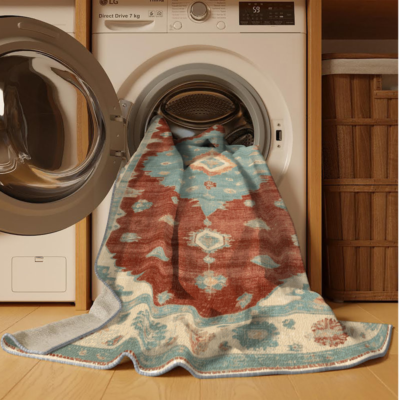 Tapis gris lavable à la machine, Carré 6 pi