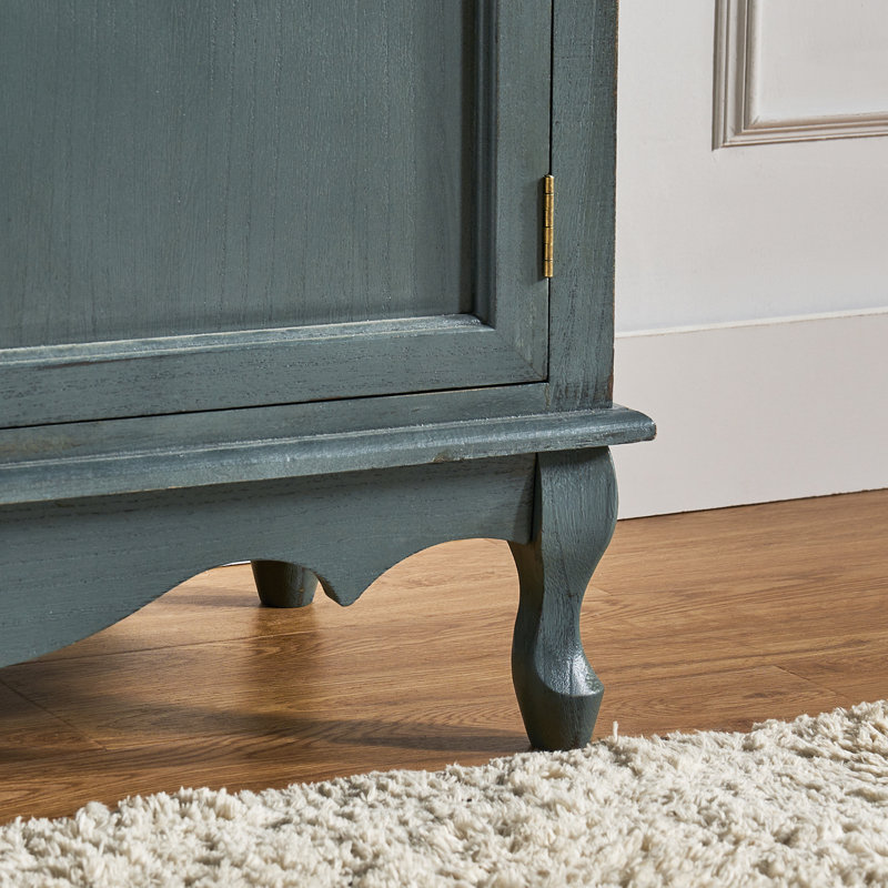 Arshawn Traditional Solid Wood 2 - Door Accent Cabinet With Simple Assembly Set of 2, Blue