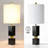 Calum 25" Modern Marble Table Lamp Pre-Assembled Linen Shade for Bedroom Living Room-1501050946