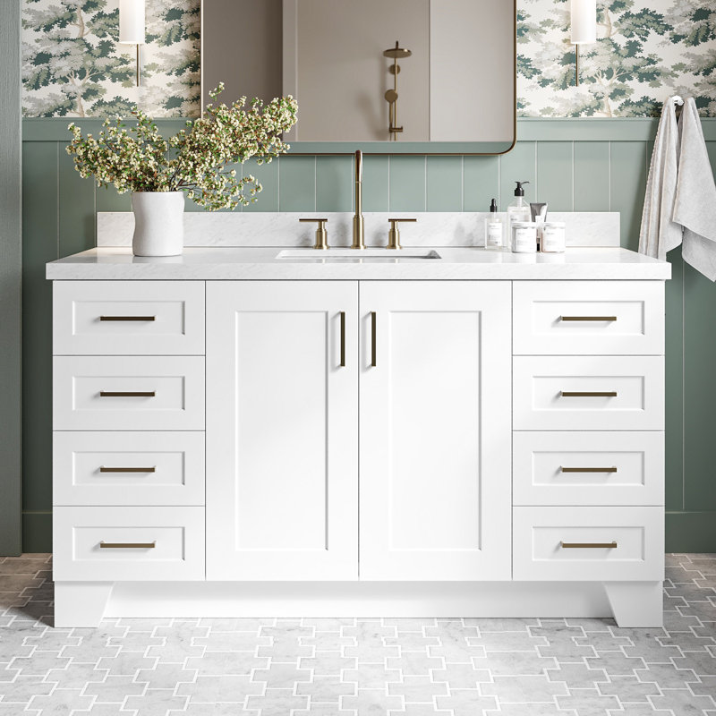 ARIEL TAYLOR 61 IN RECTANGLE SINK VANITY, White, Rectangle
