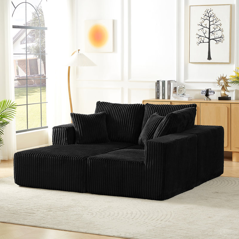 Canapé modulaire modulaire, Noir, Orienté à droite