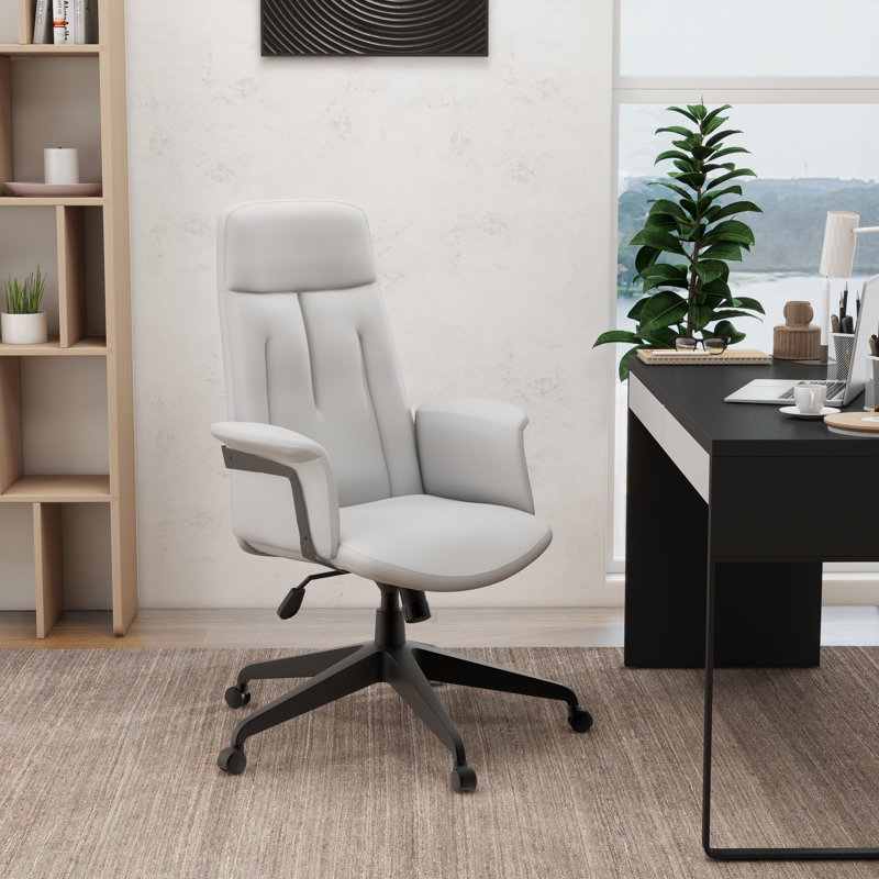 Fauteuil de bureau en cuir Philander, Blanc