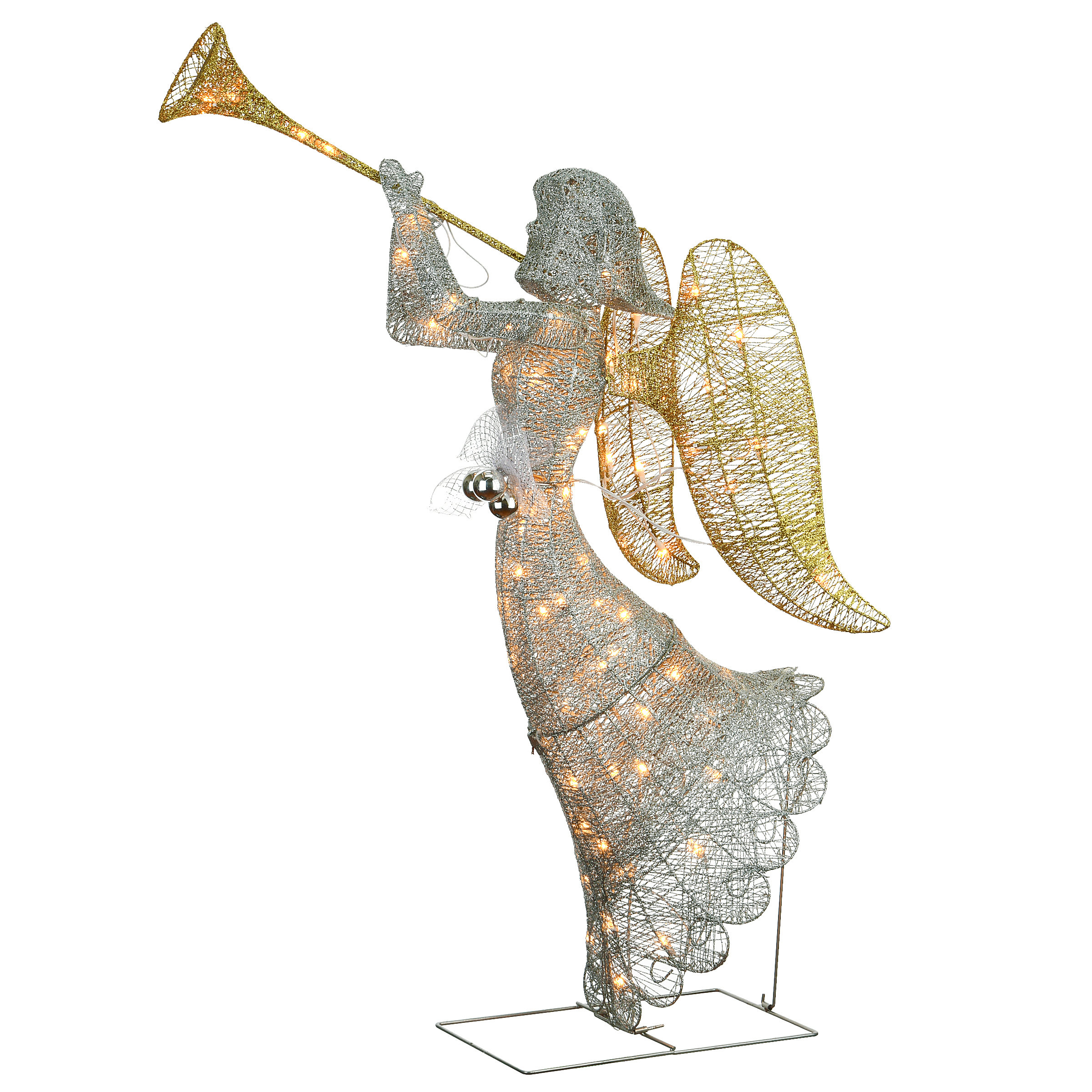 The Holiday Aisle® 48 in. Silver Angel Decoration with LED Lights & Reviews | Wayfair