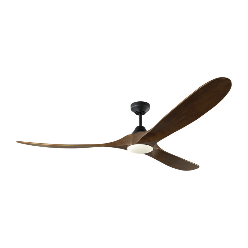 Visual Comfort Fan Maverick Smart 70 LED Indoor Ceiling Fan with Threaded Downrod, Natural Honey blades and Handheld Remote