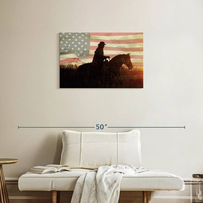 Lelar Cowboy US Flag, 20" H x 30" W