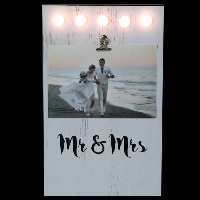 Cadre à photo Mr & Mrs avec attache del 4 po X 6 po
