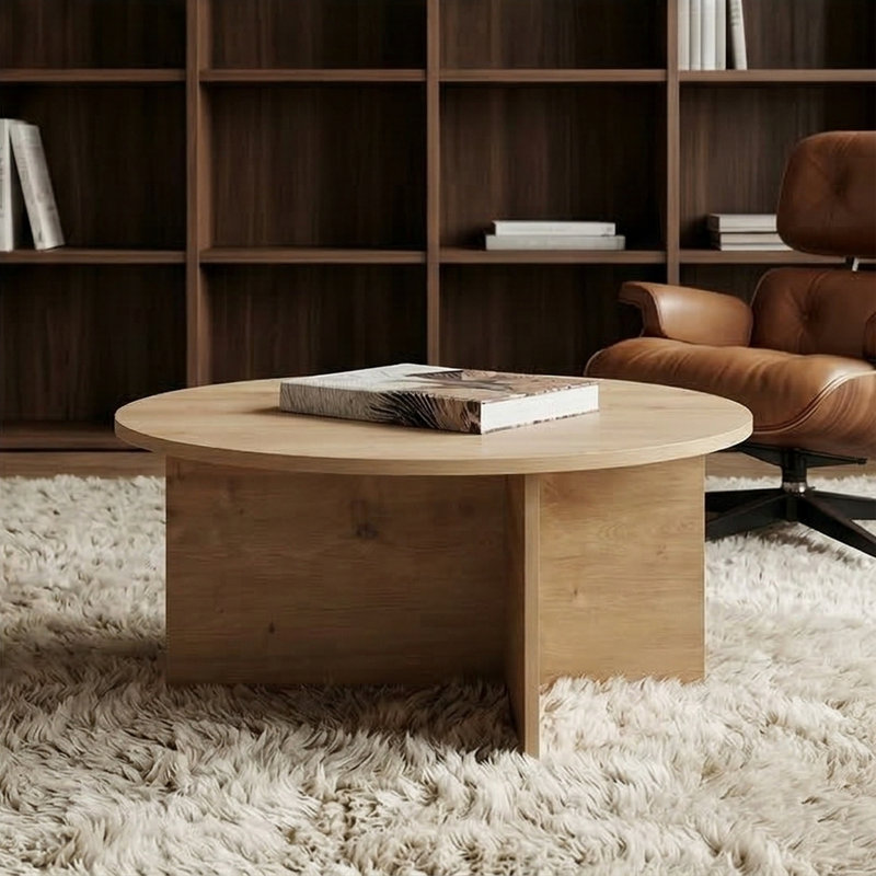 Ellington 35" Wide Round Coffee Table, Sapphire Oak