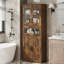 Grande armoire de rangement moderne moderne - double rangée de 67 po à 5 compartiments avec portes en verre et tablettes réglables, résistante à l'humidité et peu encombrante pour la salle de bain, la cuisine, la salle à manger et le salon.-1855367448