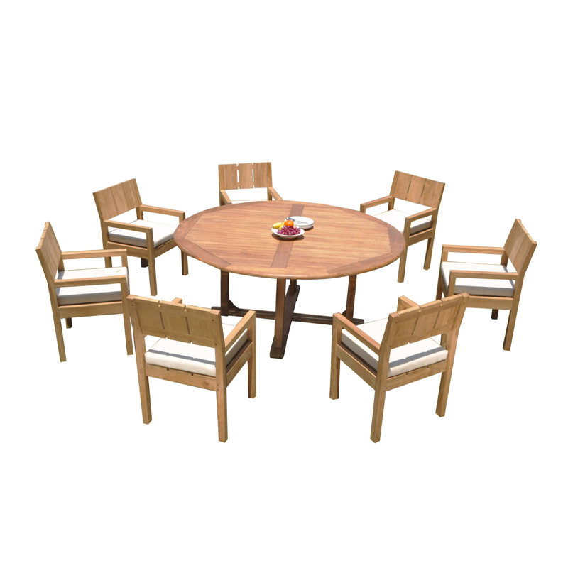 Keagan Outdoor 5 - Piece Teak Dining Set, 30.5" H x 72" L x 72" W, 7