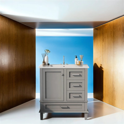 Ensemble de meuble-lavabo simple 30 po avec plateau en céramique Eleta