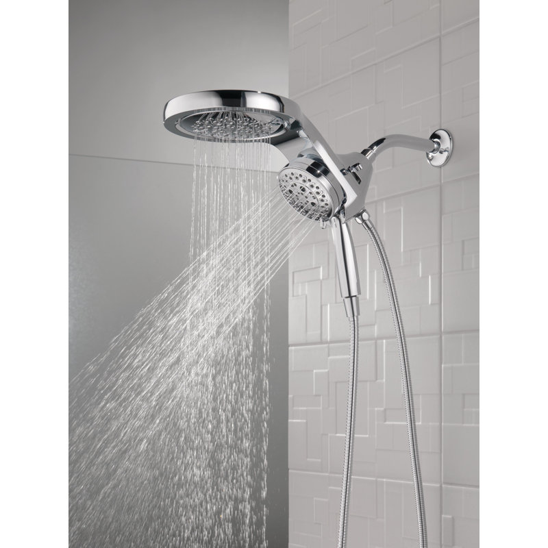 Pomme de douche double à 5 jets et douche à main avec Lumicoat Hydrocain 1,75 gallons par minute, Chrome Lumicoat