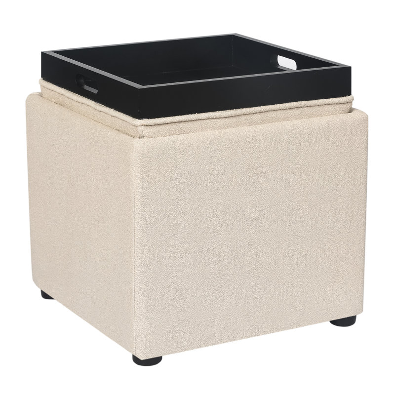 Ciocia Upholstered Ottoman, Beige