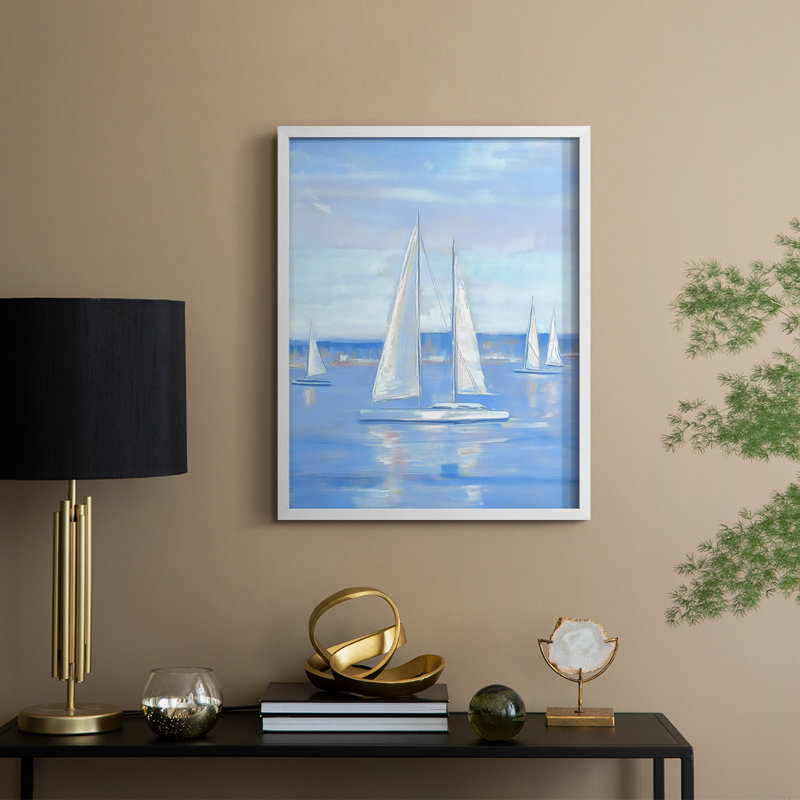 NAUTICAL Series CXLV - Impression encadrée de qualité supérieure - Prêt à être accroché - Aucun clou requis, Blanc