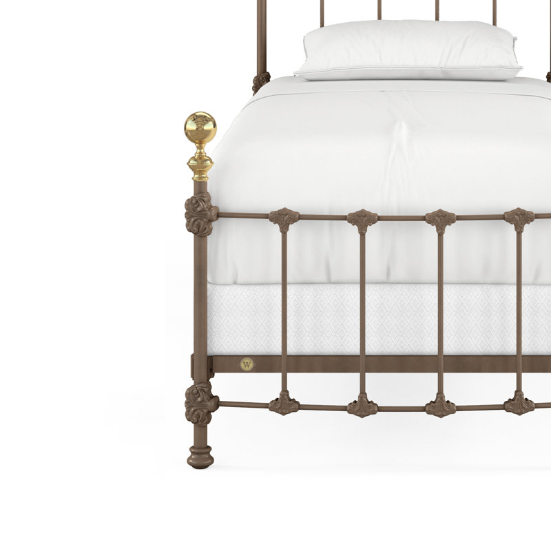 151 Palatial Bed | Complete Standard, Twin, Gloss Off-White/Antique Gold
