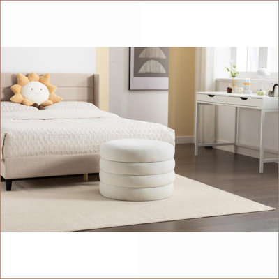 Repose-pieds avec rangement, housse réversible - 24,41 po de largeur pour la chambre à coucher, tabouret de pieds, tabouret de maquillage | Velours ivoire