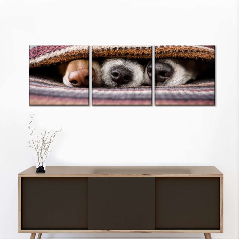 «Hiding Dogs», reproduction d'art sur toile, H 12 po x l 38 po x P 1,25 po