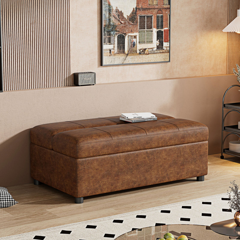 Divan-lit escamotable pliant simple, Similicuir brun