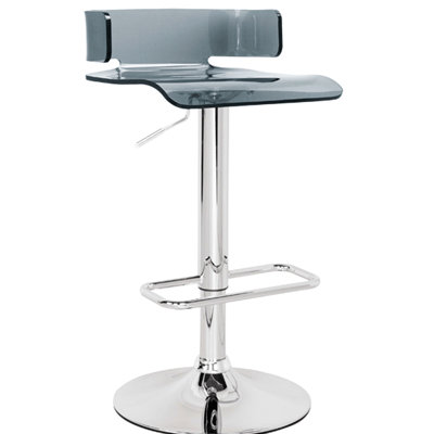 Adjustable Stool In Gray & - Acrylic, Metal, 360 Rotation Seat Height 9"H Lift