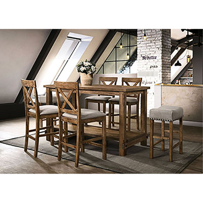 Tan Linen Upholstered Counter Chairs   Of 2  - Rustic Charm & Comfort Backless Height Stools  2   Seating