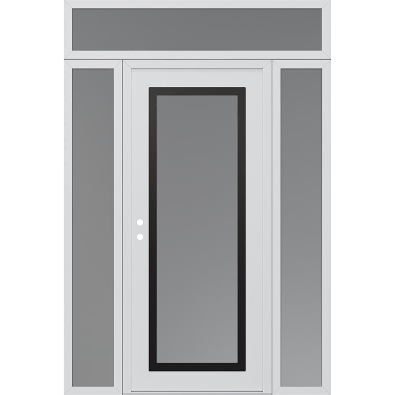 Panneau d'entrée noir en acier blanc / blanc avec 2 panneaux latéraux et porte d'entrée avant suspendue, Oui, Gelé