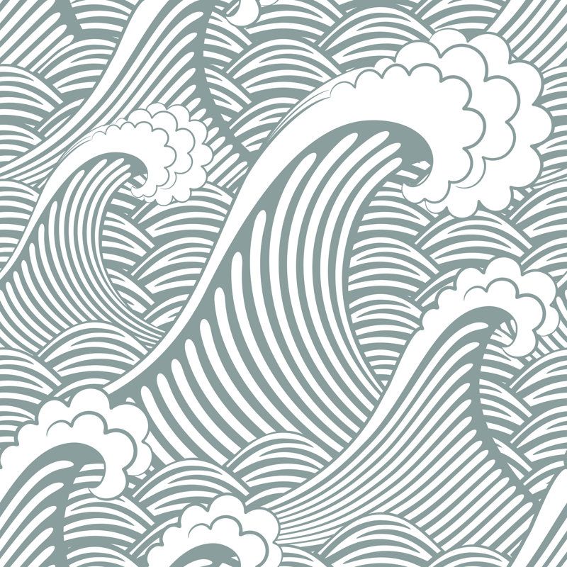 Rouleau de papier peint adhésif Waves, gris, L 16,67 po x l 25 po