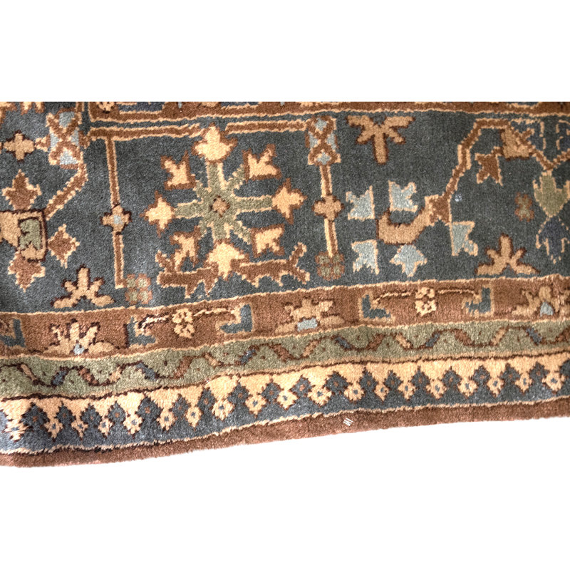 Wool Oriental Area Rug in Brown/Ivory/Blue