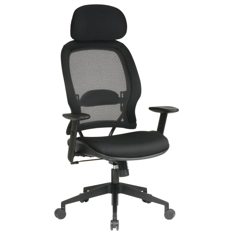 High-Back Professional AirGrid Black Leather & Mesh Office Chair