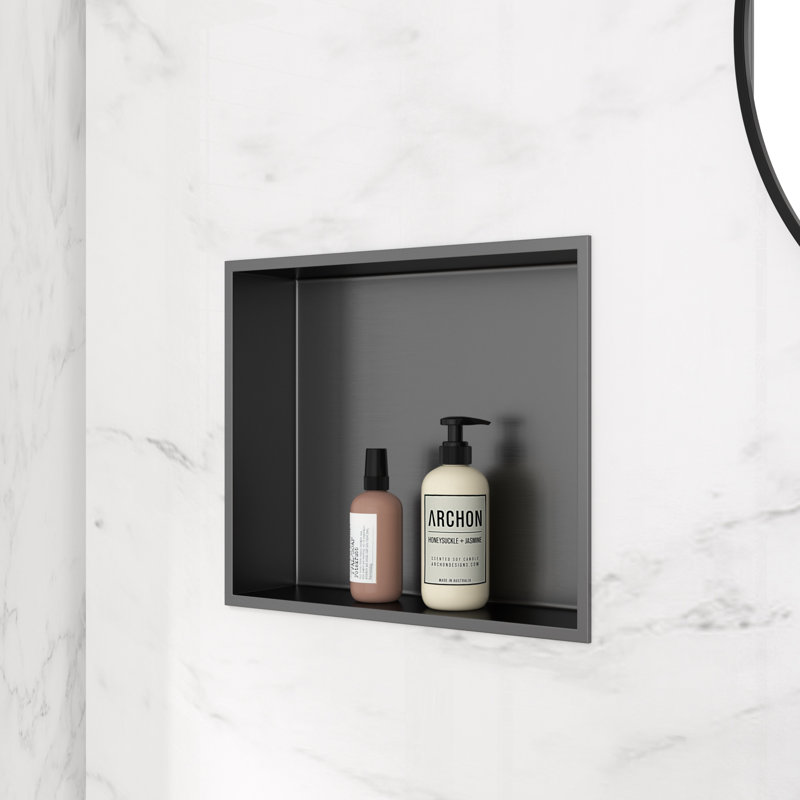 Niche de douche de salle de bain l 19 po x H 15 po, niche murale rectangulaire en acier inoxydable, noir bronze industriel