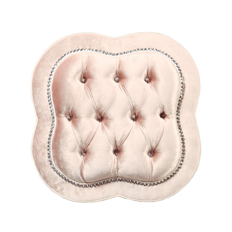 Courbe Cube Ottoman, Blush 100% Polyester/Velvet