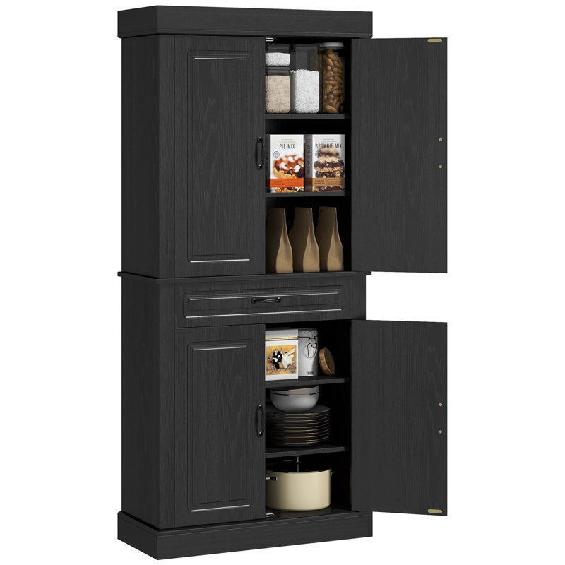 Garde-manger autoportant 71 po avec 4 portes et armoire, 71 po, noir