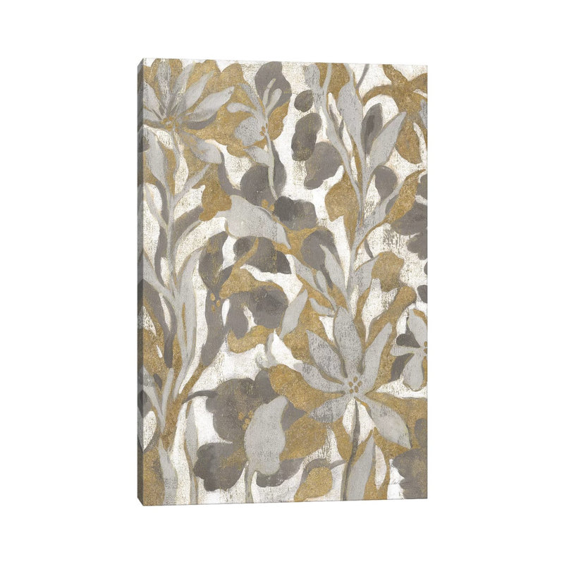 Painted Tropical Screen I Grey Gold by Silvia Vassileva - Wrapped Canvas Painting, 66.04cm H x 45.72cm W x 1.91cm D