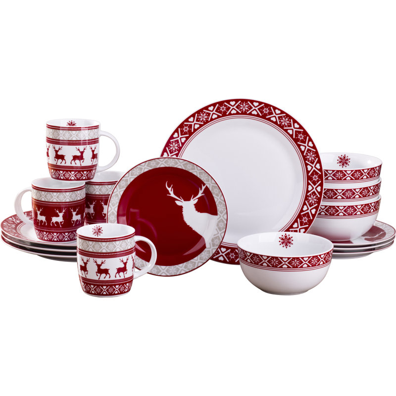 16 Piece Nordic Reindeer Dinner Set