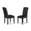 Ensemble de salle à manger moderne 5 pièces - 4 chaises de salle à manger Parson en polyuréthane noir à dossier haut et une table de salle à manger en ciment - Finition noire brossée-738868004-673534777