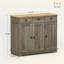 Armoire de cuisine avec plateau en bois massif, buffet avec 3 tiroirs et tablette réglable, armoire de plancher en grain de bois noir-1750701301