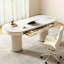 White Oval Sintered Stone Writing desk with drawers desk-117090744