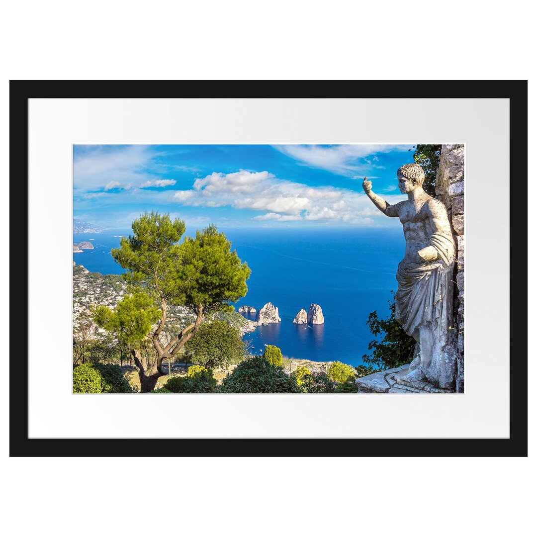 Gerahmtes Papierbild Insel Capri in Italien